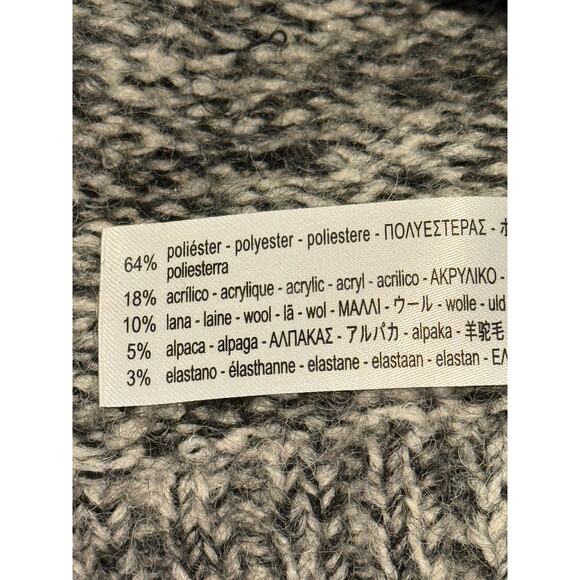 Zara Alpaca Wool Long Sleeve High Turtleneck Speckled Sweater Ribbed Hem S Grey - Picture 10 of 16